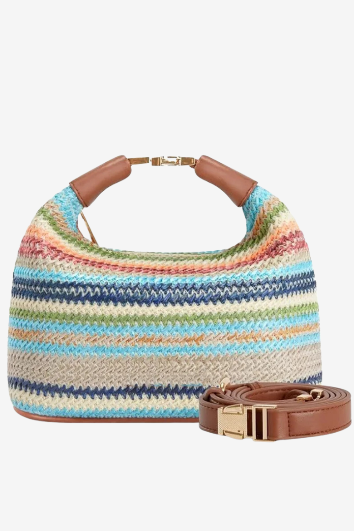 Sac de plage en paille pour femmes, sacs à bandoulière tissés, sacoche à poignée supérieure, sac à main pour l'été