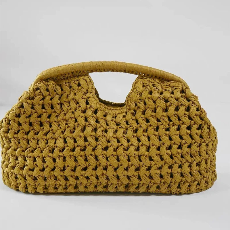 Summer Woven Clutch Bag Light Luxury Brand New Highend Seaside Vacation Travel Large Capacity Straw Woven Women Simple Clip Bag
