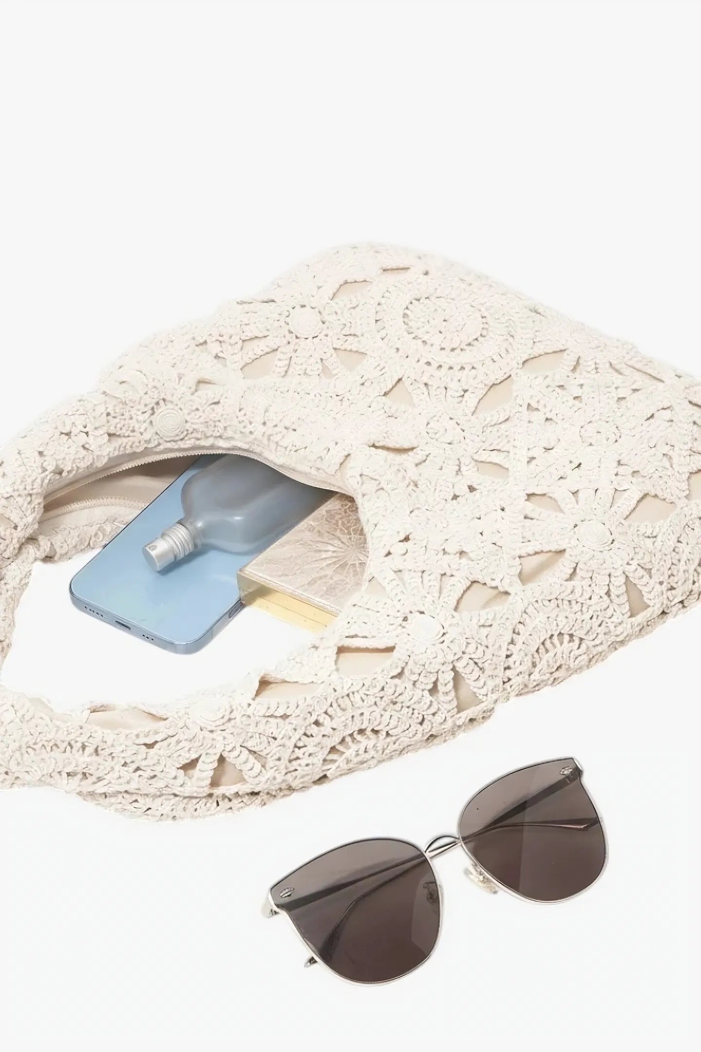 Sac à bandoulière tissé creux à motif, sac de plage en paille bohème, ensemble Crochel, Style Premium, incontournable de voyage, tenues de vacances pour femmes