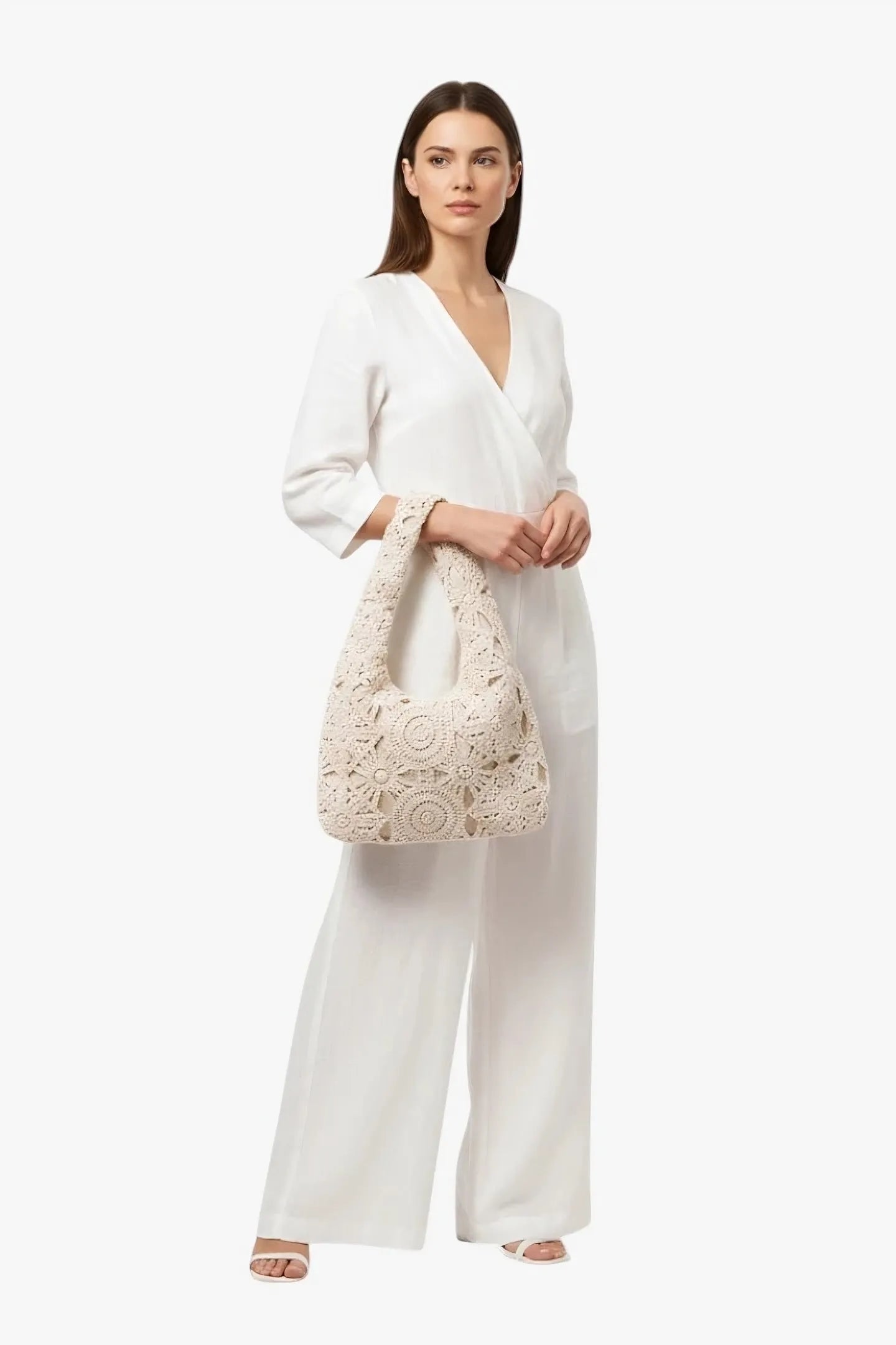 Sac à bandoulière tissé creux à motif, sac de plage en paille bohème, ensemble Crochel, Style Premium, incontournable de voyage, tenues de vacances pour femmes